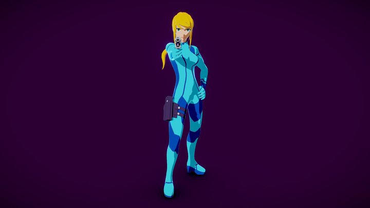 Cel Shaded Zero Suit Samus Aran 3D Model