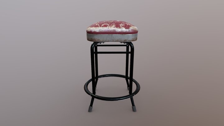 Old Bar Stool 3D Model