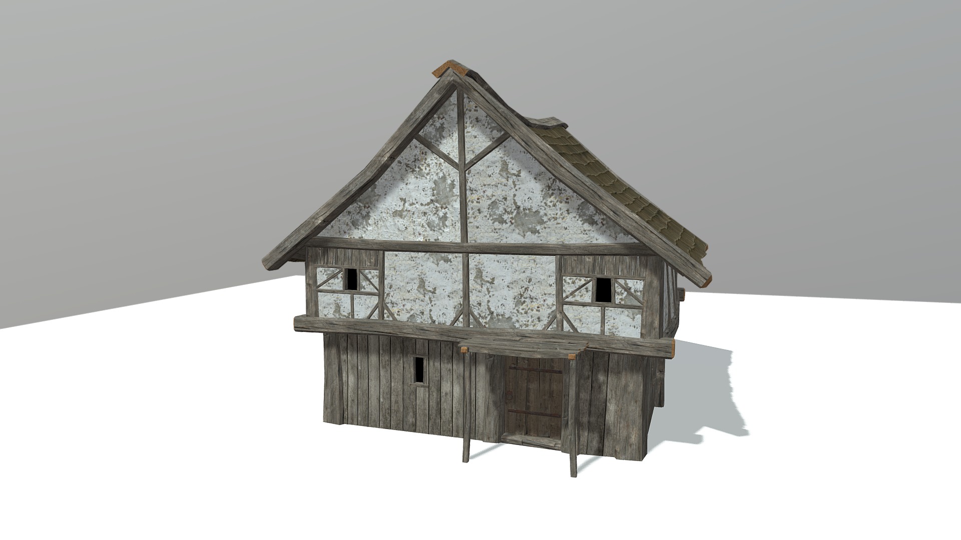 3D model Medieval House PRB - This is a 3D model of the Medieval House PRB. The 3D model is about a wood house with a roof.