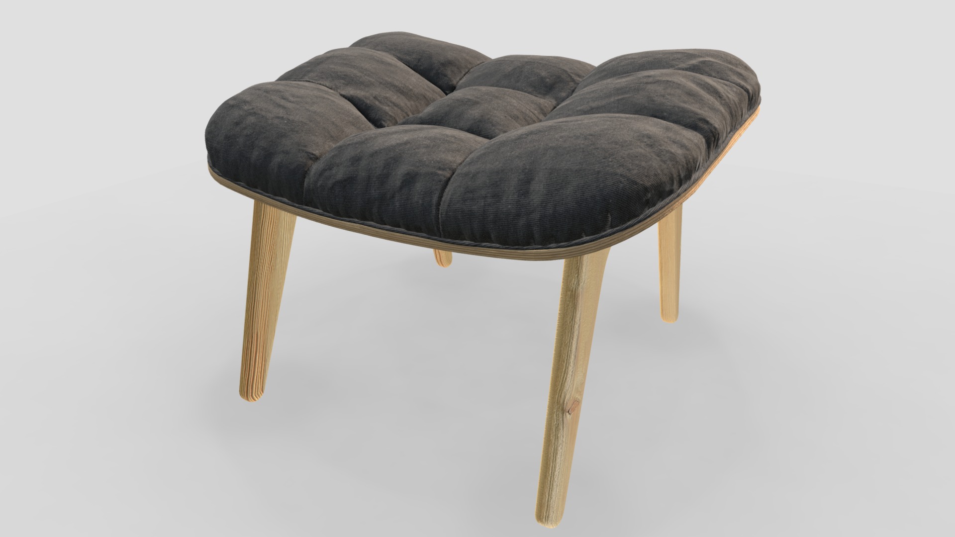 3D model Padded Chair - This is a 3D model of the Padded Chair. The 3D model is about a black chair with a cushion.
