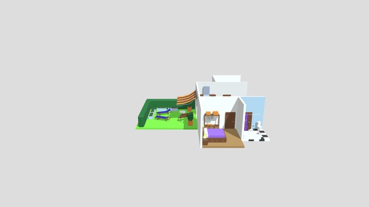 Isometric Low Poly House 3D Model
