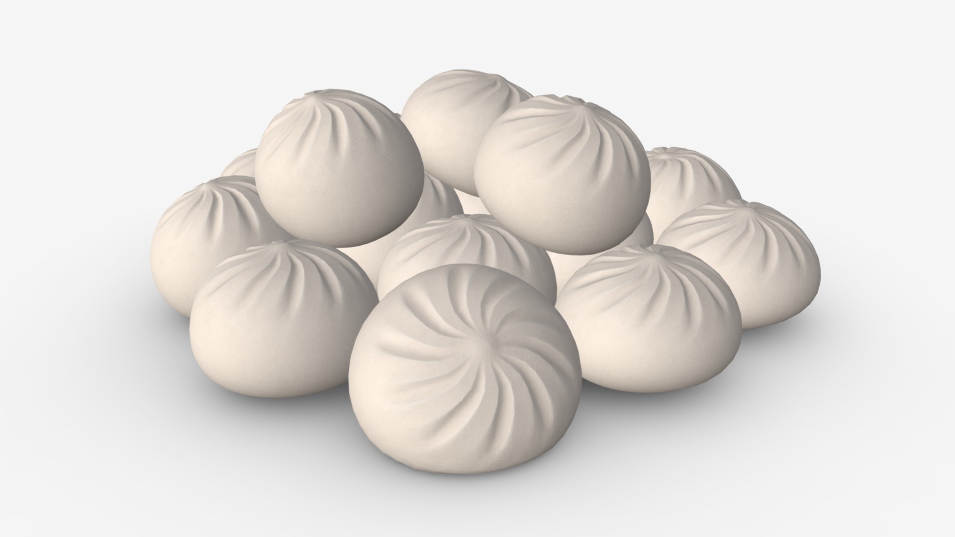 3D model Dumplings khinkali 02 - This is a 3D model of the Dumplings khinkali 02. The 3D model is about a group of white rocks.