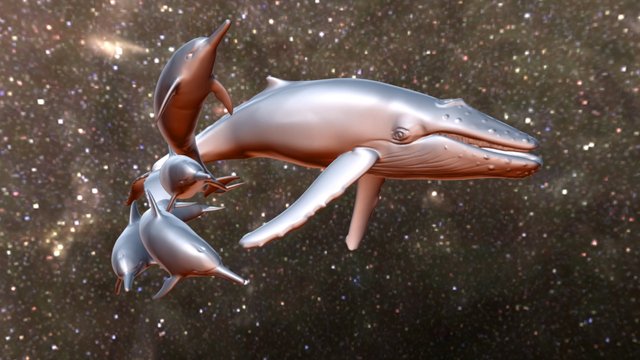 Whale & Dolphins 3D Model