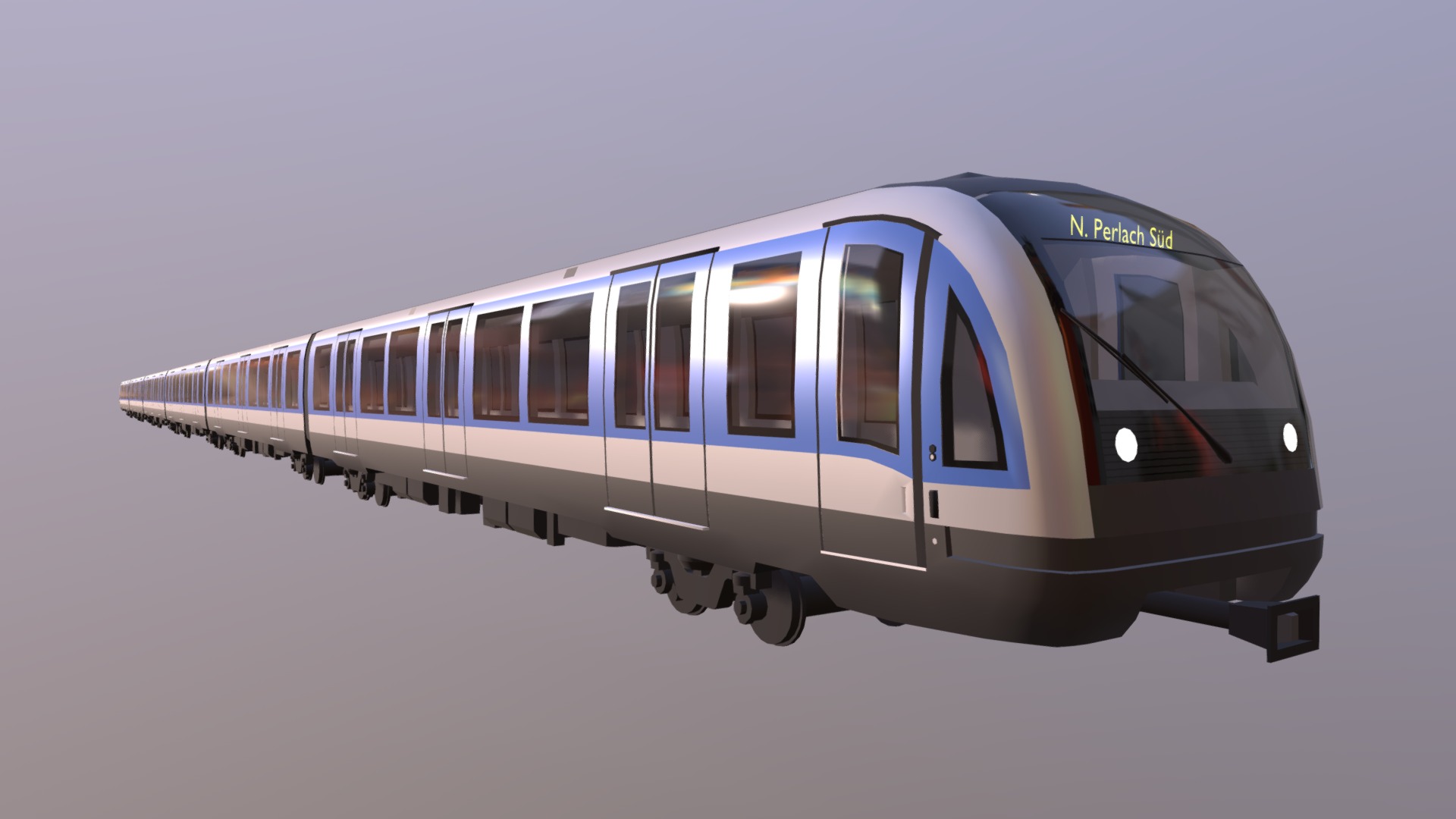 3D model subway metro train munich - This is a 3D model of the subway metro train munich. The 3D model is about a train on a track.