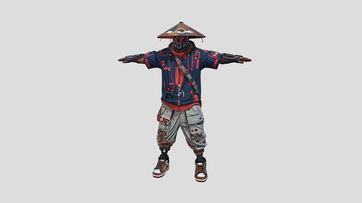 Cyber Street Samurai 3D Character [FREE] 3D Model