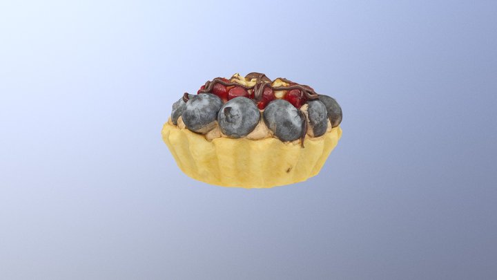 Mini tart blueberry&pomegranate cupcake 3D Model