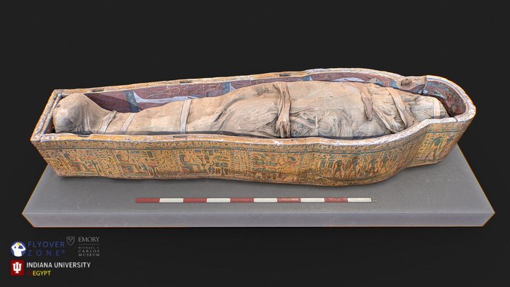 3D rendering of Mummy and Coffin Base of Pashedkhonsu