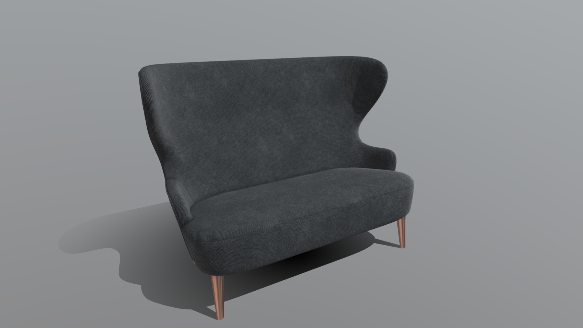 3D model Wingback Micro Sofa HP - This is a 3D model of the Wingback Micro Sofa HP. The 3D model is about a black chair with a cushion.