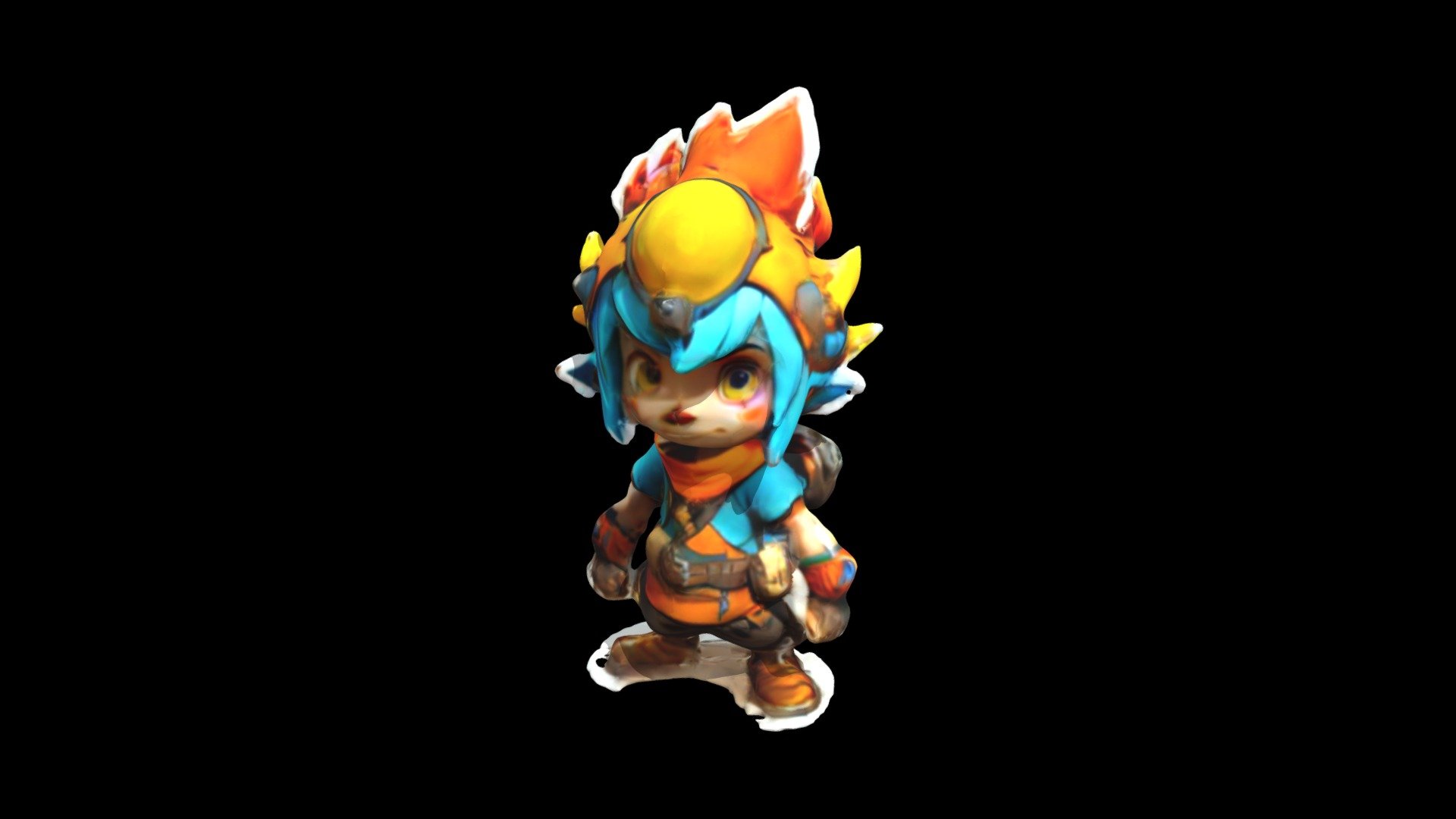 a cartoon character with blue hair and a yell - Download Free 3D model ...