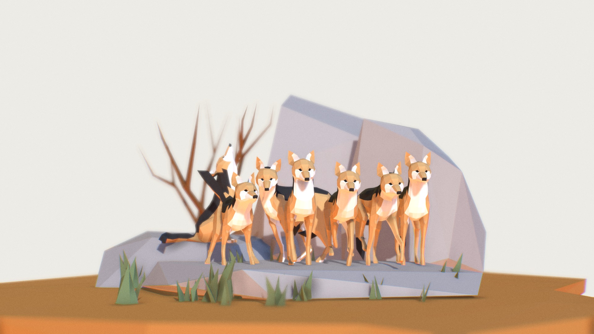 3D model Jackals - This is a 3D model of the Jackals. The 3D model is about a group of animals.
