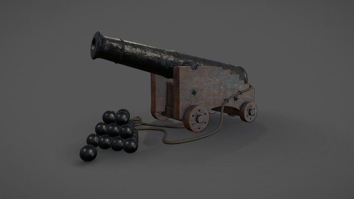 Naval Gun - 18th century 24 pounder Cannon 3D Model