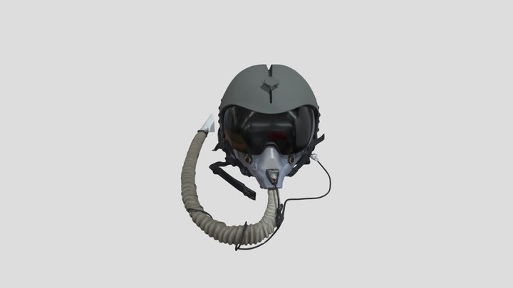 Fighter pilot helmet with attached oxygen mask 3D Model