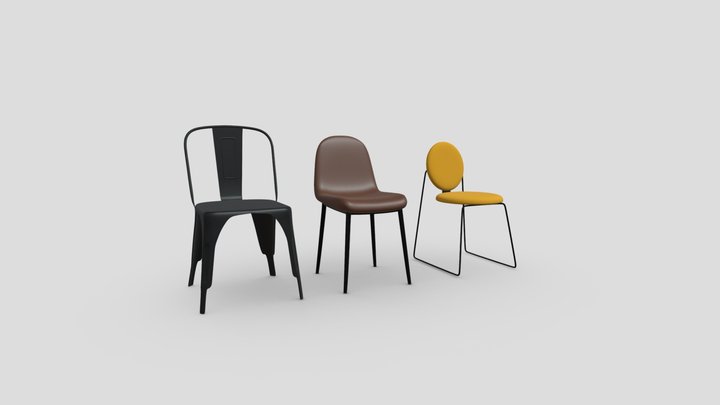 Set of industrial chairs 3D Model