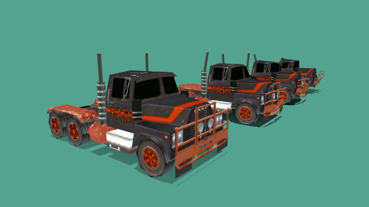 Low Poly PSX Truck With Damage – Free 3D Model STL