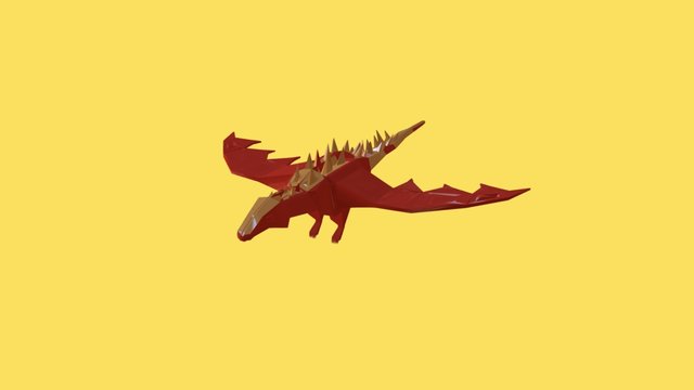 Low Poly Flying Dragon 3D Model