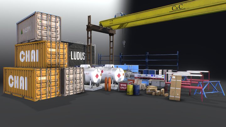 Industrial Warehouse Assets 3D Model