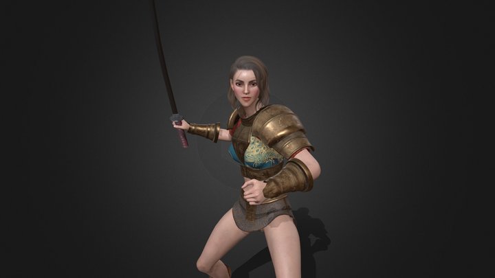 Samurai Girl 3D Model