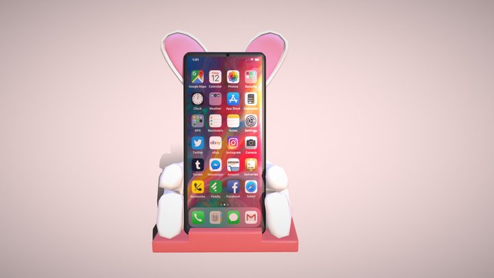 Bunny style phone holder (LP) 3D Model