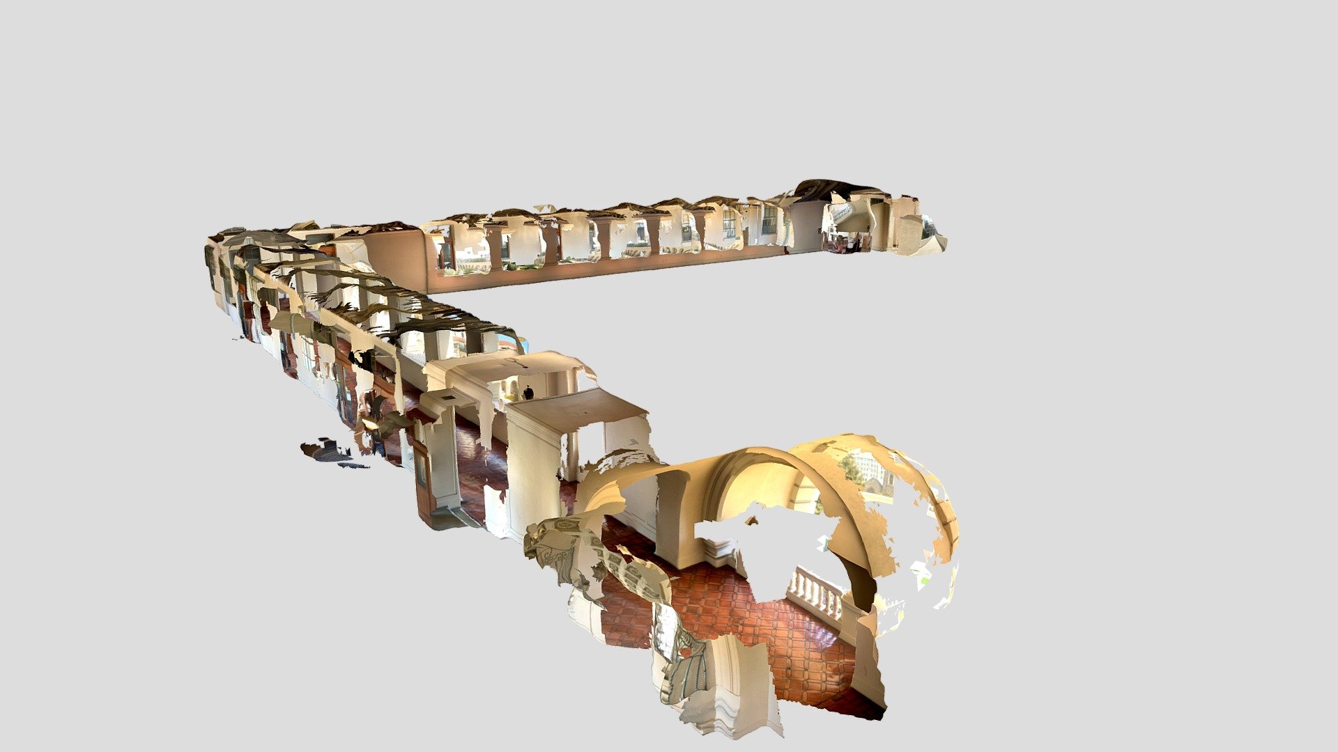 Huge hallway in Pasadena Town Hall -- LiDAR iPad