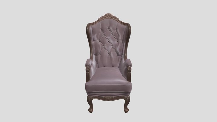 Antique tufted velvet armchair 3D Model