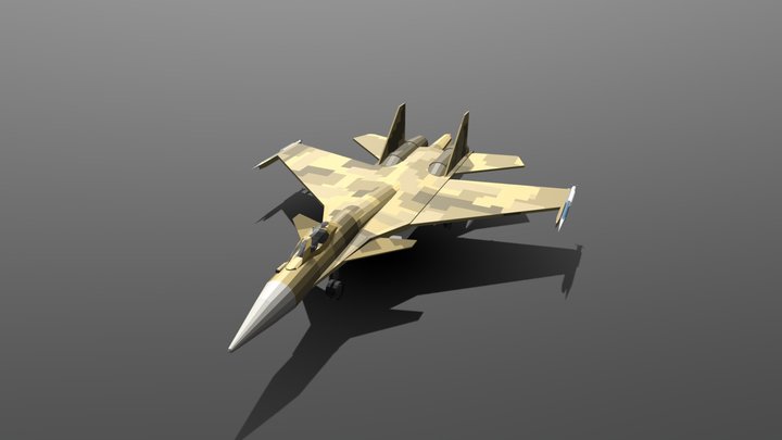 Low poly SU-37 Terminator 3D Model