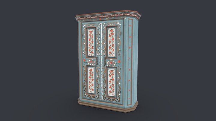 Scandinavian 1779 Decorated Wall Cupboard 3D Model