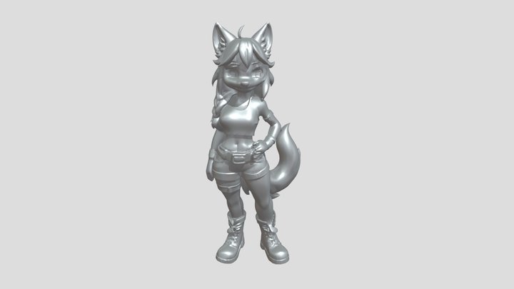 anthropomorphic fox girl in casual outfit 3D Model
