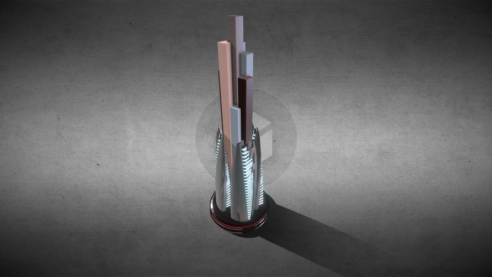 3D model Sci-Fi building_103 - This is a 3D model of the Sci-Fi building_103. The 3D model is about a rocket on a table.