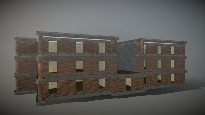Pubg Building / Low Poly Building 02 3D Model