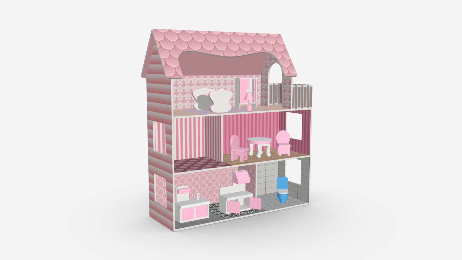 Doll house with furniture Buy Royalty Free 3D model by HQ3DMOD (AivisAstics) [16d2d8d