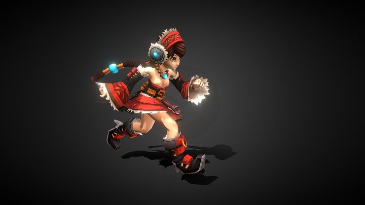 3D RPG player character female - Run 3D Model