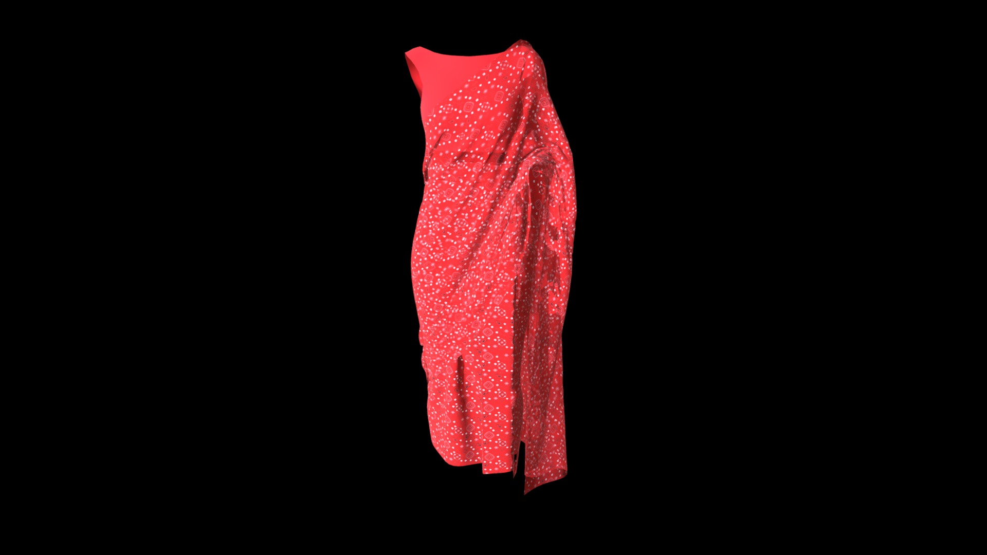3D model Rajasthani Saree - This is a 3D model of the Rajasthani Saree. The 3D model is about a red and white flag.