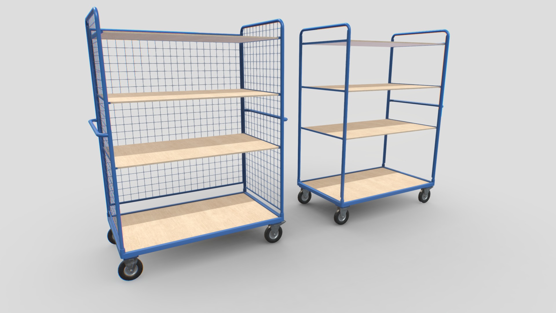 3D model Warehouse Trolley pack 1 - This is a 3D model of the Warehouse Trolley pack 1. The 3D model is about a couple of shopping carts.