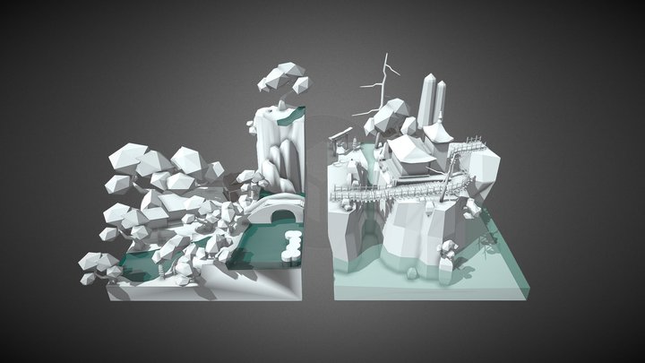 3D Block-out Scenes - "Qingfeng's Retreat" 3D Model