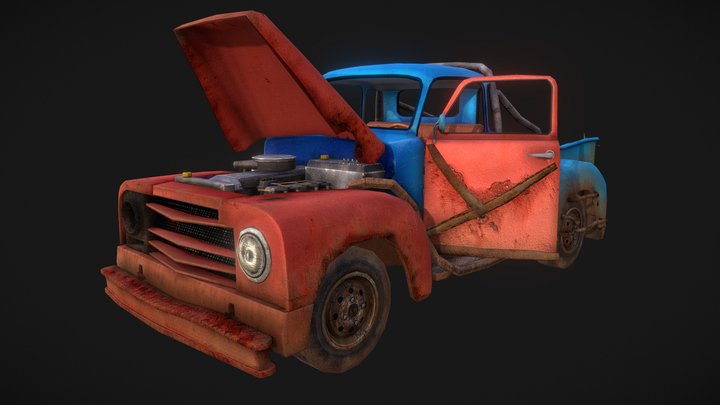 Old pickup truck (Старый ржавый пикап) 3D Model