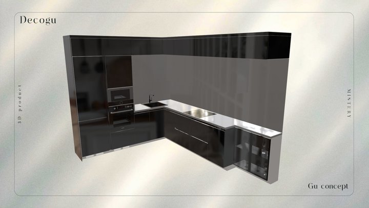Streamline Modular Kitchen Storage 3D Model