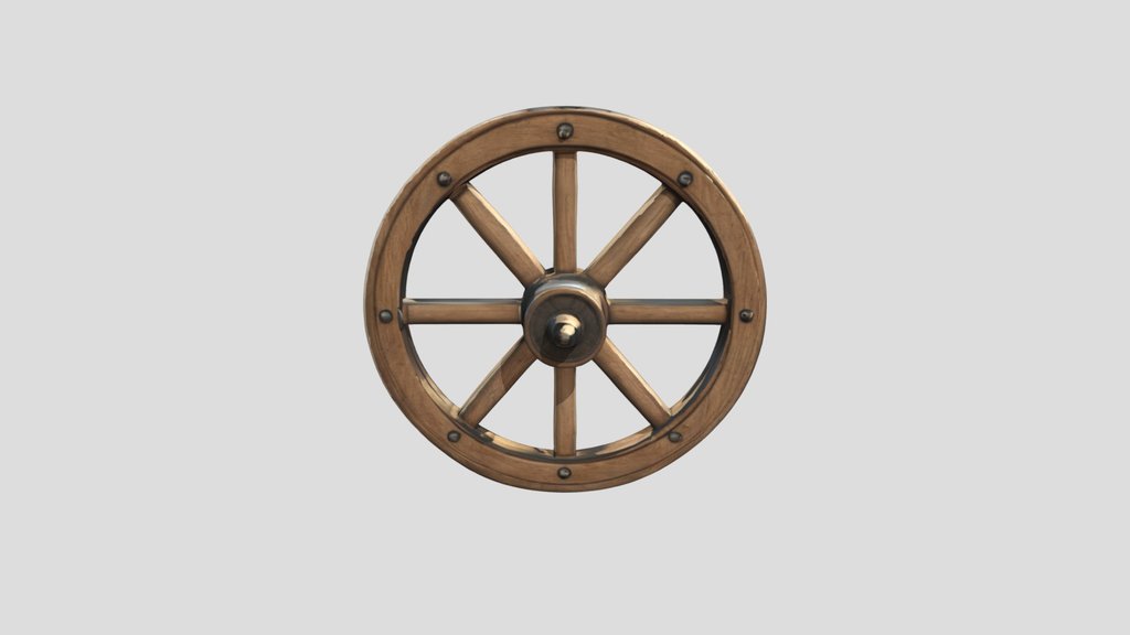 Wooden Cart Wheel — 3D Model | Game Ready | PBR
