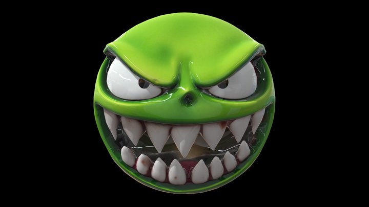 Angry green ball 3d+model