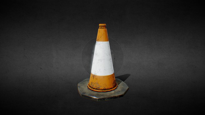 Traffic Cone 4k Texture with dirt 3D Model