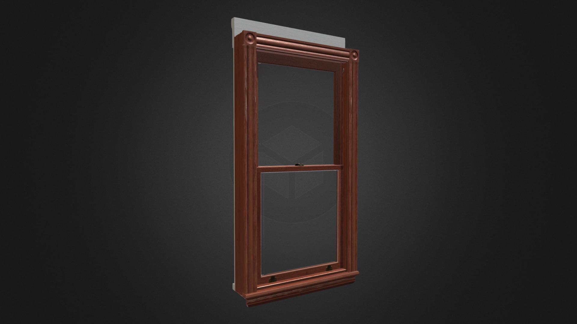 3D model Lowpoly Antique Window (34in 2 Light Single) - This is a 3D model of the Lowpoly Antique Window (34in 2 Light Single). The 3D model is about a window with a view of a mountain.