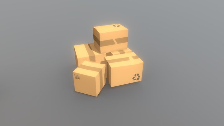Low Poly Toon Boxes 3D Model