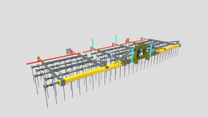 Spring harrow.Working widths 9.1 metrs 3D Model