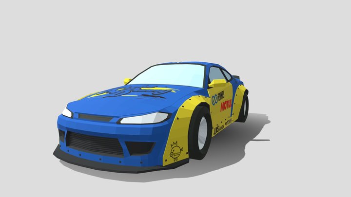 Lowpoly Nissan Silvia with Rocket Bunny Kit 3D Model