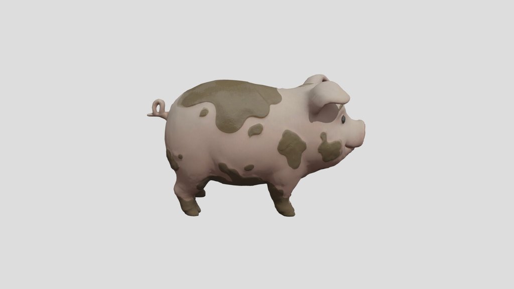 Cute Stylized Pig Low Poly Game Ready