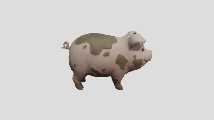Cute Stylized Pig Low Poly Game Ready 3D Model