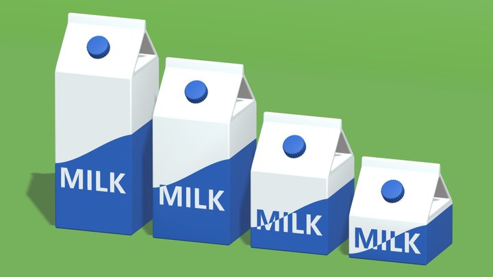 Cartoon Milk Carton Box Collection 3D Model