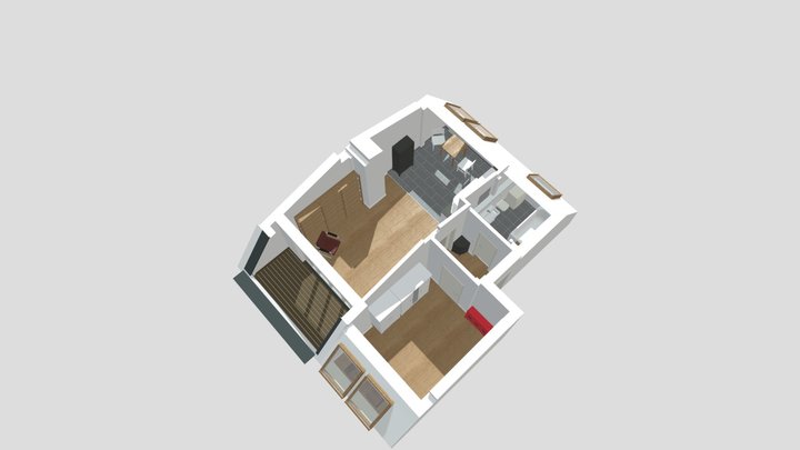 Sunlit Top Floor Apartment - 3D Floor Plan – Modello 3D gratuito STL
