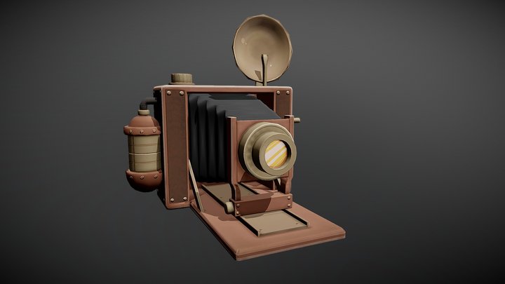 Lowpoly Steampunk Camera 3D Model