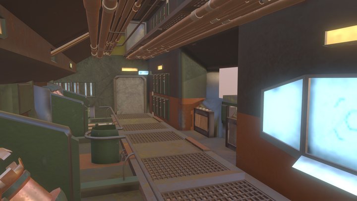 Sci-Fi Hall: Textured 3D Model