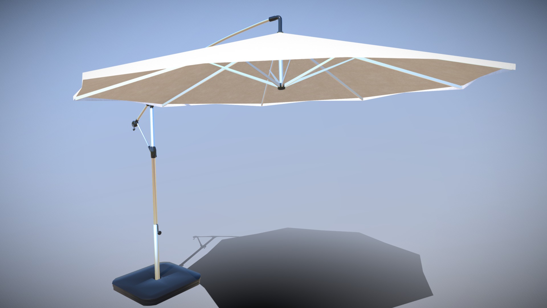 3D model Karlslo Ikea Outdoor Umbrella Low Poly VR AR Low - This is a 3D model of the Karlslo Ikea Outdoor Umbrella Low Poly VR AR Low. The 3D model is about a white and black umbrella.